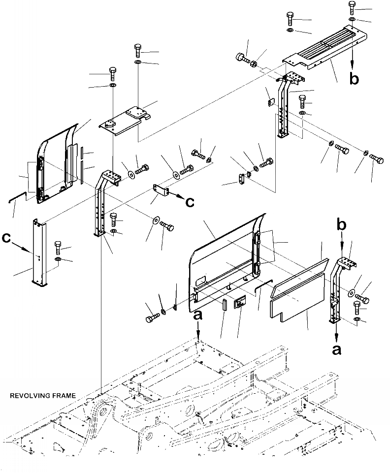 Схема запчастей Komatsu PC240LC-10 - M- КАБИНА ПРАВ. ДВЕРЬ ЧАСТИ КОРПУСА