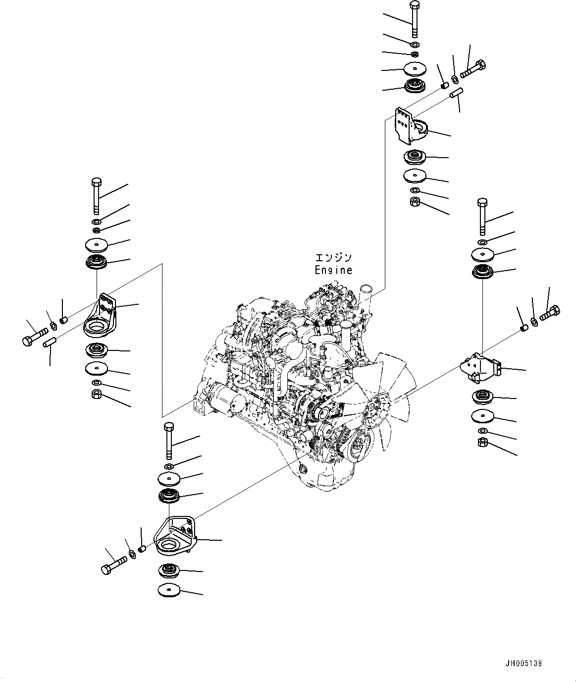 Схема запчастей Komatsu PC240LC-10 - КРЕПЛЕНИЕ ДВИГАТЕЛЯ, КОМПОНЕНТЫ КРЕПЛЕНИЕ ДВИГАТЕЛЯ