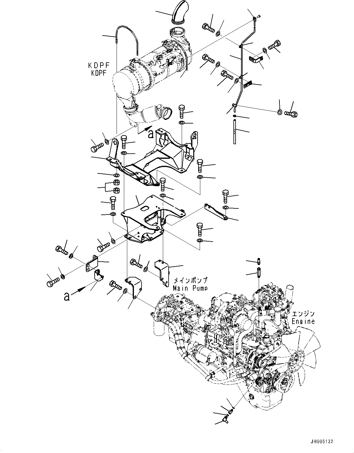 Схема запчастей Komatsu PC240NLC-10 - КОМПОНЕНТЫ ДВИГАТЕЛЯ, KDPF КРЕПЛЕНИЕ КОМПОНЕНТЫ ДВИГАТЕЛЯ