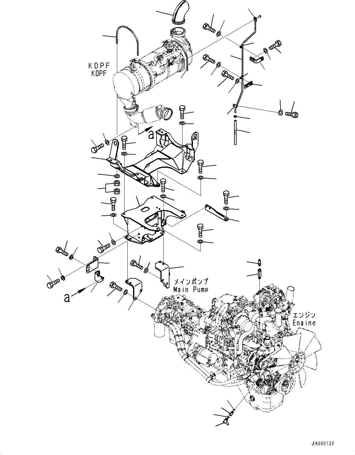 Схема запчастей Komatsu PC240NLC-10 - КОМПОНЕНТЫ ДВИГАТЕЛЯ, KDPF КРЕПЛЕНИЕ КОМПОНЕНТЫ ДВИГАТЕЛЯ