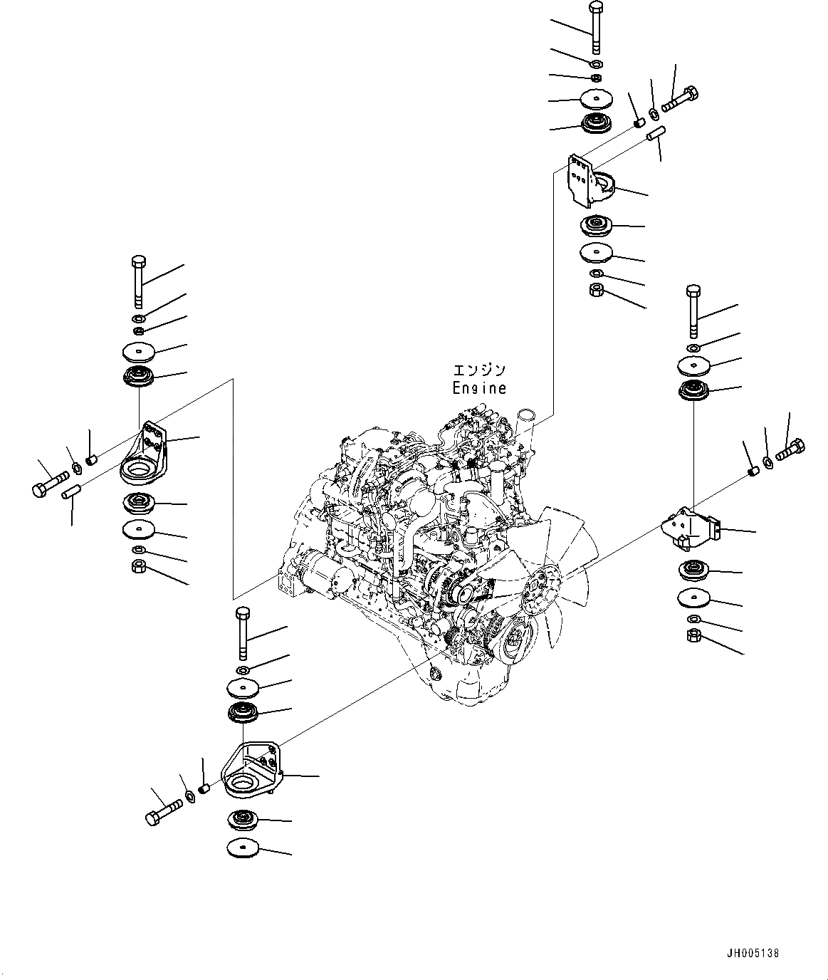 Схема запчастей Komatsu PC240NLC-10 - КРЕПЛЕНИЕ ДВИГАТЕЛЯ, КОМПОНЕНТЫ КРЕПЛЕНИЕ ДВИГАТЕЛЯ