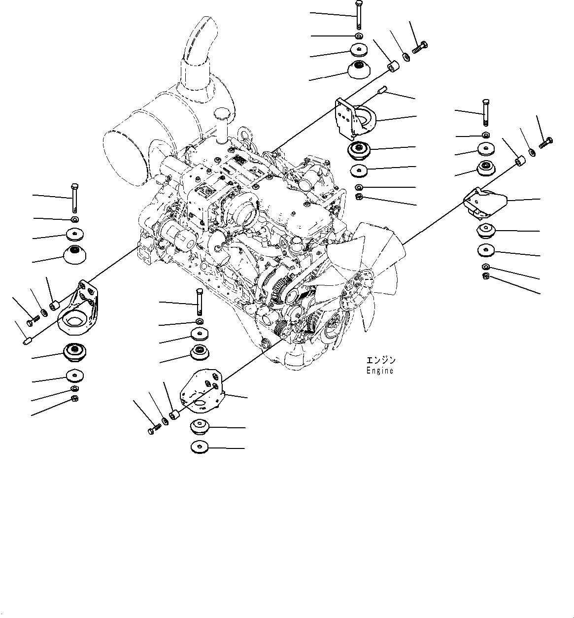 Схема запчастей Komatsu PC240LC-8 - КРЕПЛЕНИЕ ДВИГАТЕЛЯ КРЕПЛЕНИЕ ДВИГАТЕЛЯ