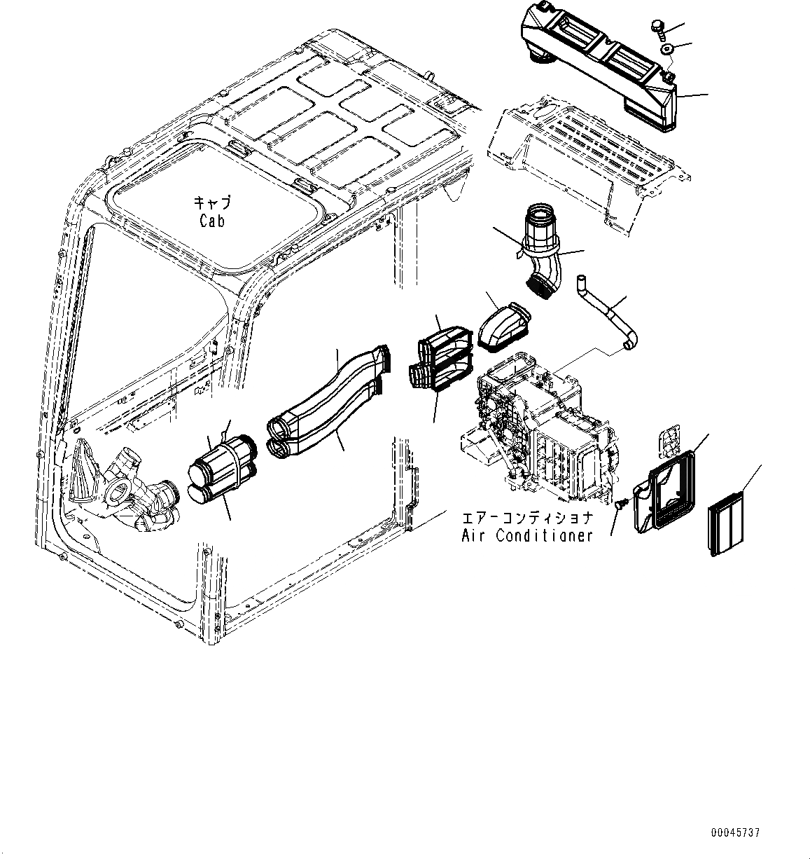 Схема запчастей Komatsu PC240LC-8 - КАБИНА, ATT, КАБИНА IN ЧАСТИ, ВОЗДУХОВОД КАБИНА, ATT