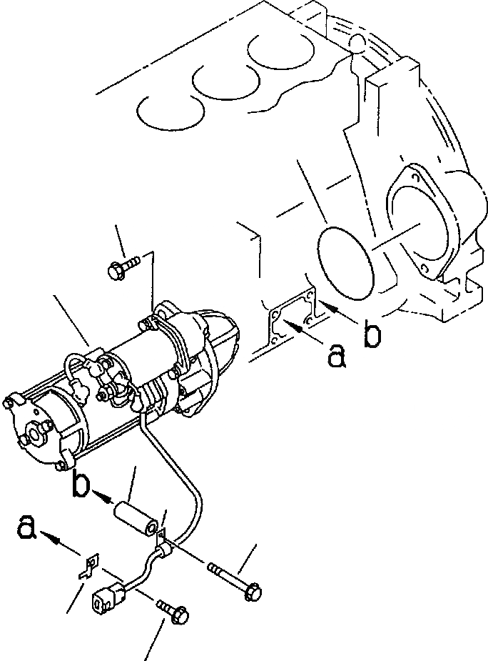 Схема запчастей Komatsu PC250LC-6L - FIG NO. A-AE7 КРЕПЛЕНИЕ СТАРТЕРА ДВИГАТЕЛЬ