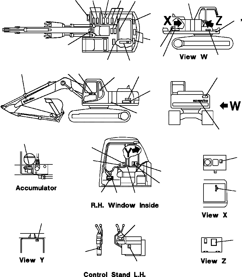 Схема запчастей Komatsu PC250LC-6L - FIG NO. U-A ТАБЛИЧКИ МАРКИРОВКА