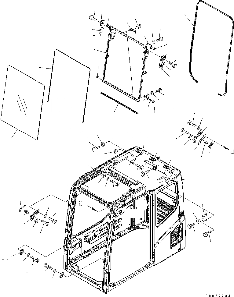 Схема запчастей Komatsu PC270LC-7L - КАБИНА (ПЕРЕДН. ВЕРХН. ОКНА)(№A8-A89) КАБИНА ОПЕРАТОРА И СИСТЕМА УПРАВЛЕНИЯ
