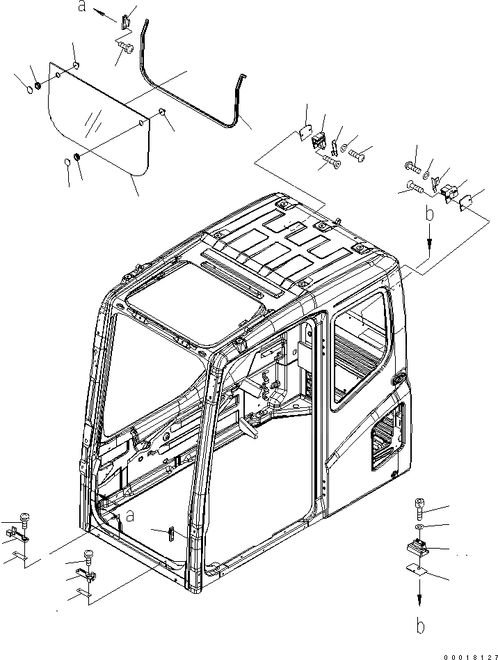 Схема запчастей Komatsu PC270LC-7L - КАБИНА (ANTI АНТИВАНДАЛЬН.) (ПЕРЕДН. НИЖН. ОКНА)(№A8-) КАБИНА ОПЕРАТОРА И СИСТЕМА УПРАВЛЕНИЯ