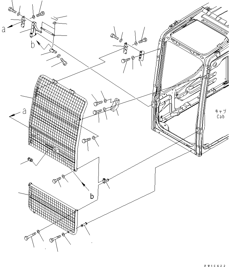 Схема запчастей Komatsu PC270LC-7L - КАБИНА (ПОЛН. ФРОНТАЛЬНАЯ ЗАЩИТА) КАБИНА ОПЕРАТОРА И СИСТЕМА УПРАВЛЕНИЯ