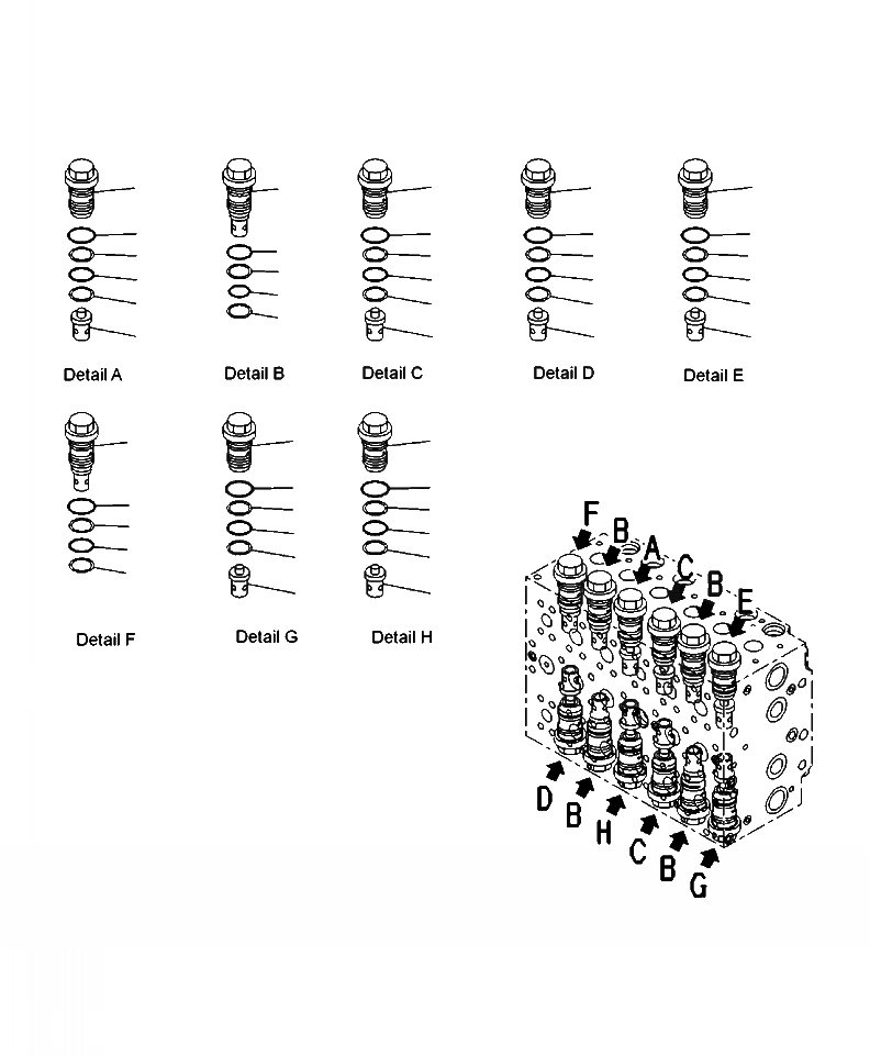 Схема запчастей Komatsu PC270LC-8 - H-A ОСНОВН. УПРАВЛЯЮЩ. КЛАПАН PRESSURE COMPENSATION КЛАПАНS ГИДРАВЛИКА