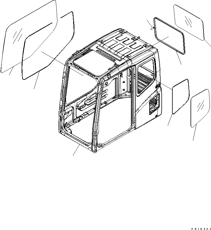 Схема запчастей Komatsu PC270LL-7L - КАБИНА (ANTI АНТИВАНДАЛЬН.) (ОКНАS)(№A878-) КАБИНА ОПЕРАТОРА И СИСТЕМА УПРАВЛЕНИЯ