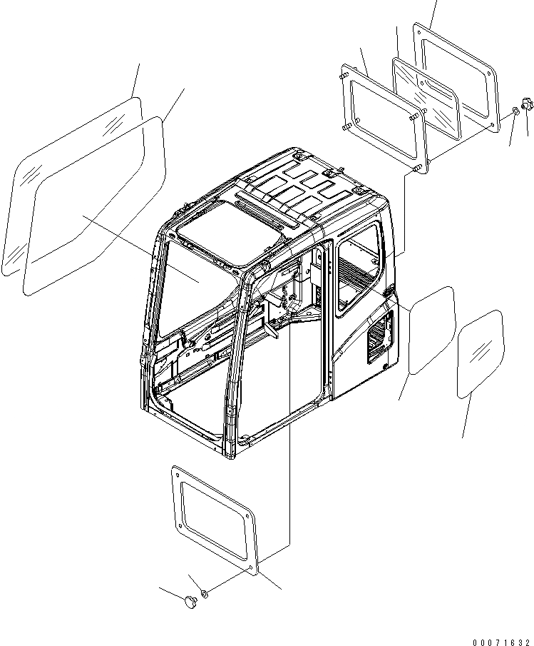 Схема запчастей Komatsu PC270LL-7L - КАБИНА (ПРАВ. ОКНА¤ ЛЕВ. ОКНА И ЗАДН. ЭКСТРЕНН. EXIT ОКНА) КАБИНА ОПЕРАТОРА И СИСТЕМА УПРАВЛЕНИЯ