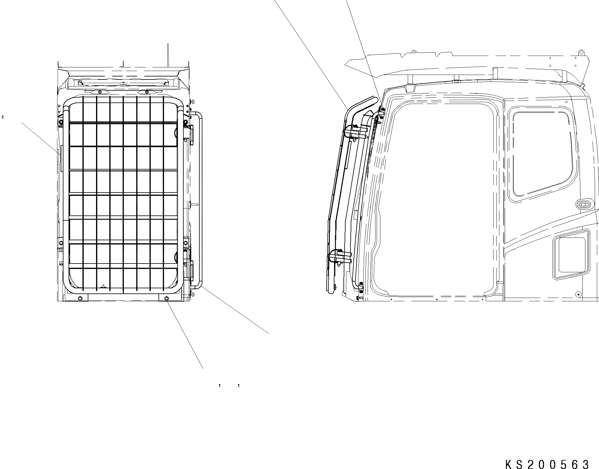 Схема запчастей Komatsu PC290LC - HINGED ФРОНТАЛЬНАЯ ЗАЩИТА K OPERATORґS ОБСТАНОВКА И СИСТЕМА УПРАВЛЕНИЯ