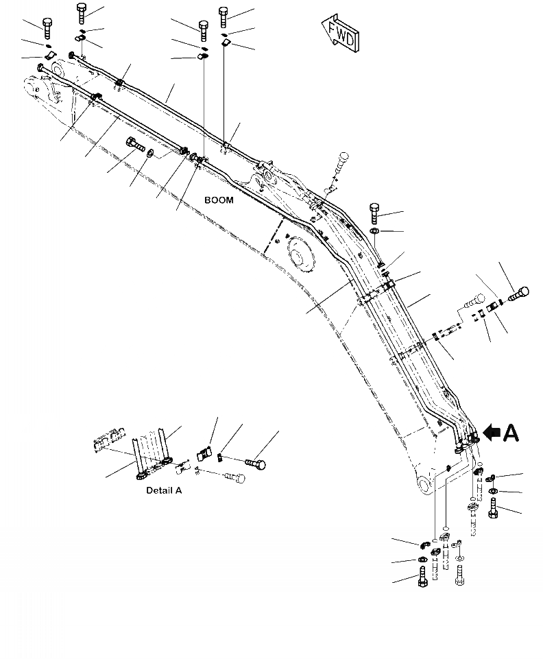 Схема запчастей Komatsu PC290LC-10 - T- СТРЕЛА ЦИЛИНДР КОВША ТРУБЫ РАБОЧЕЕ ОБОРУДОВАНИЕ