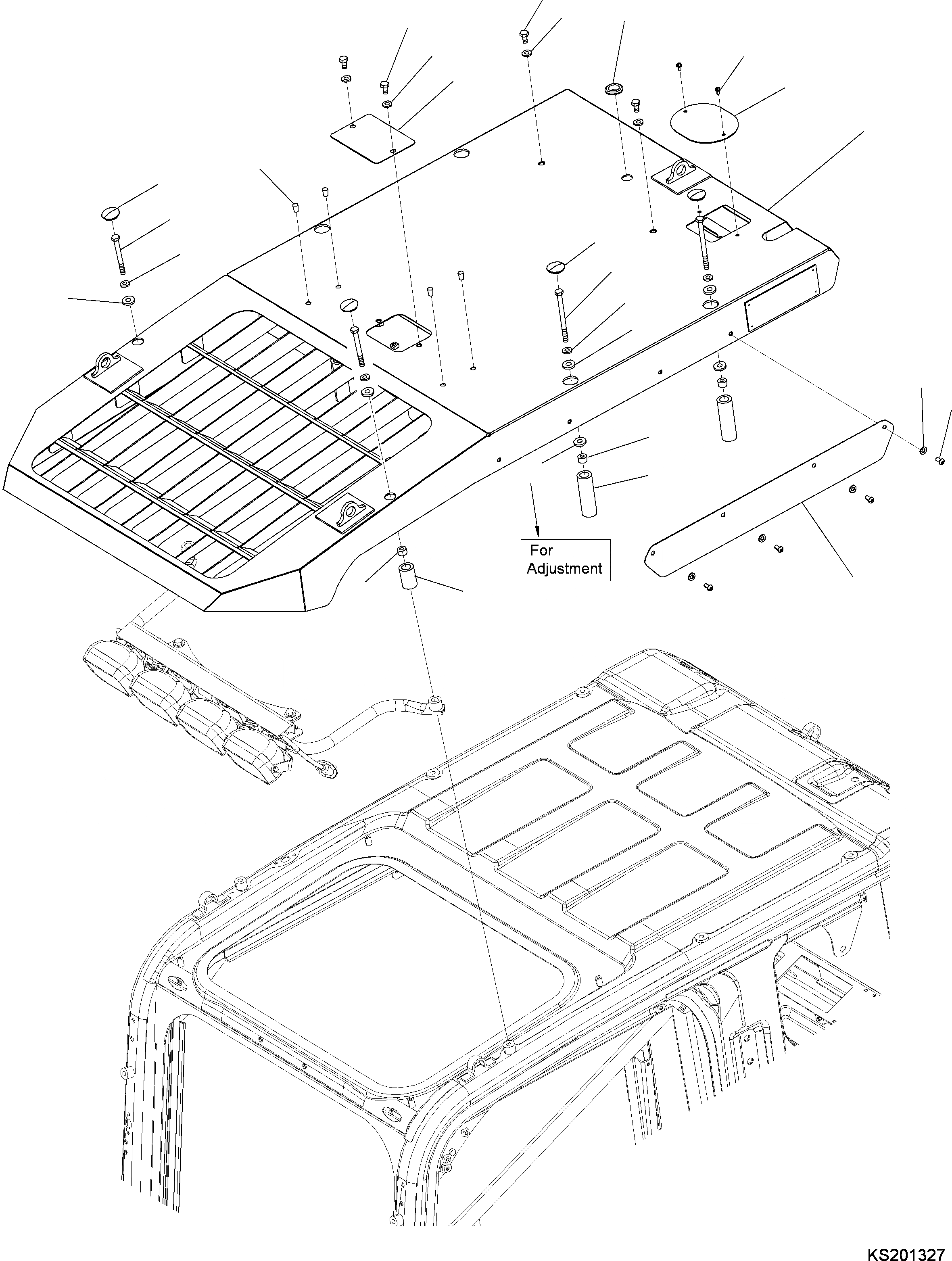 Схема запчастей Komatsu PC290LC-10 - ВЕРХНЯЯ ЗАЩИТА (ДЛЯ ОСВЕЩЕНИЕS) (№K-) ВЕРХНЯЯ ЗАЩИТА