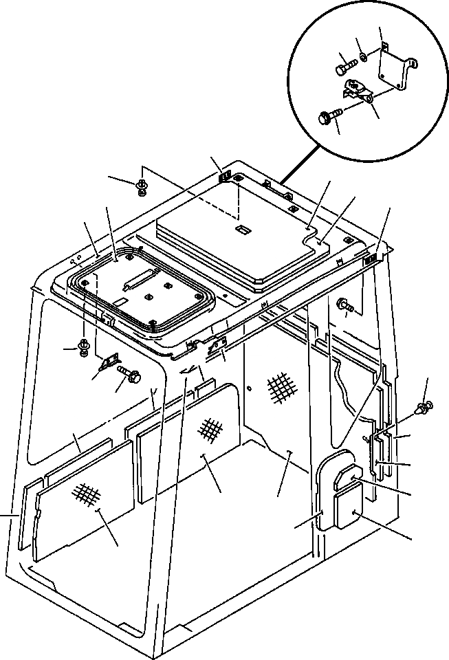 Схема запчастей Komatsu PC300LC-5LC - КАБИНА ASSEMBLY КАБИНА КРЫША И  INSULATION ЧАСТИ КОРПУСА