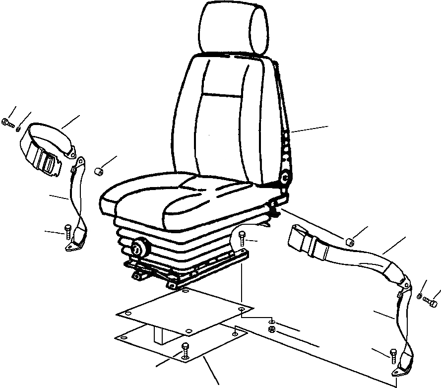 Схема запчастей Komatsu PC300LC-5LC - РЕМЕНЬ БЕЗОПАСНОСТИ И СИДЕНЬЕ КРЕПЛЕНИЕ ЧАСТИ КОРПУСА