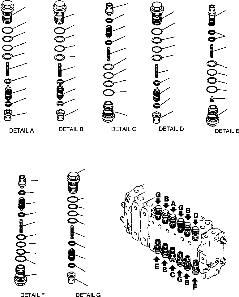 Схема запчастей Komatsu PC300LC-6LE - FIG. H-A ОСНОВН. УПРАВЛЯЮЩ. КЛАПАН (+ АКТУАТОРS) - PRESSURE COMPENSATION КЛАПАНS ГИДРАВЛИКА