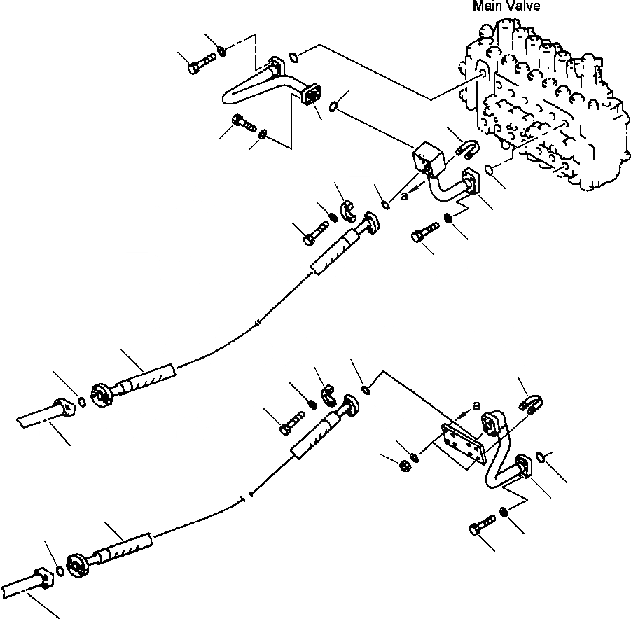 Схема запчастей Komatsu PC300LC-6LE - FIG. H-A ГИДРОЛИНИЯ - ГИДРОЛИНИЯ РУКОЯТИ И КОВША- КЛАПАН РУКОЯТЬ ЛИНИЯ ГИДРАВЛИКА