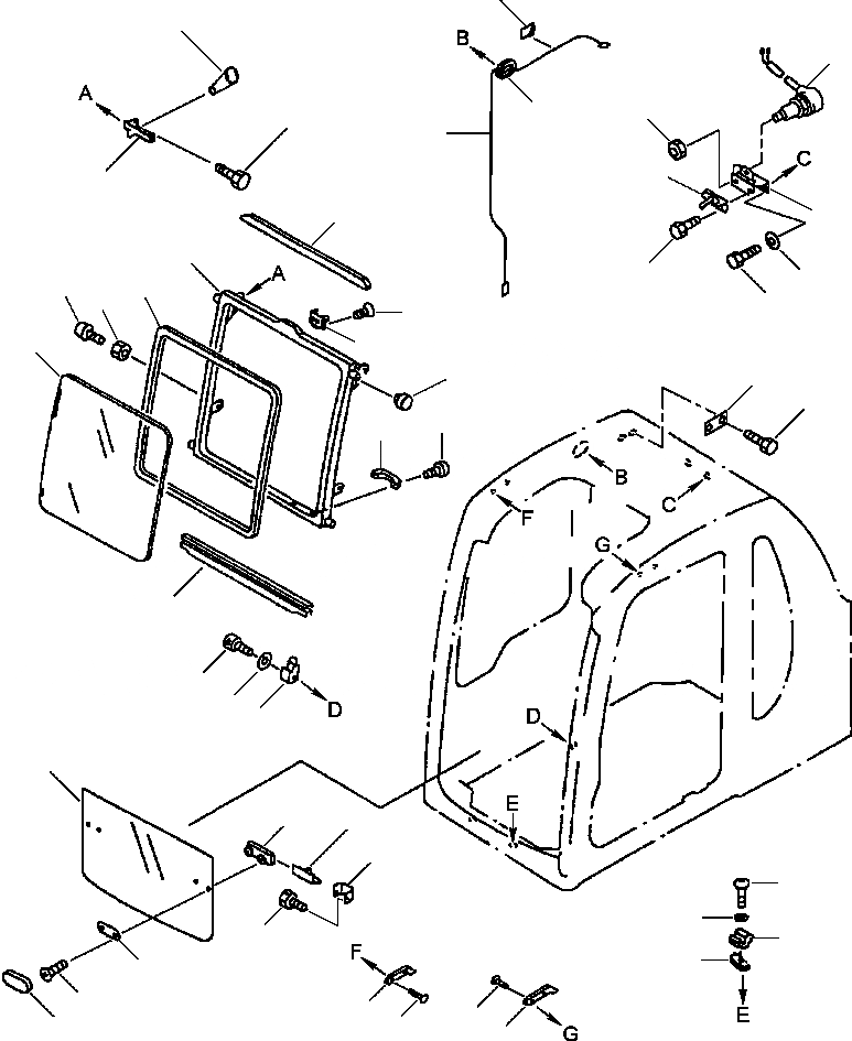 Схема запчастей Komatsu PC300LC-6LE - FIG. K-A OPERATOR КАБИНА - ПЕРЕДН. ОКНА КАБИНА ОПЕРАТОРА И СИСТЕМА УПРАВЛЕНИЯ