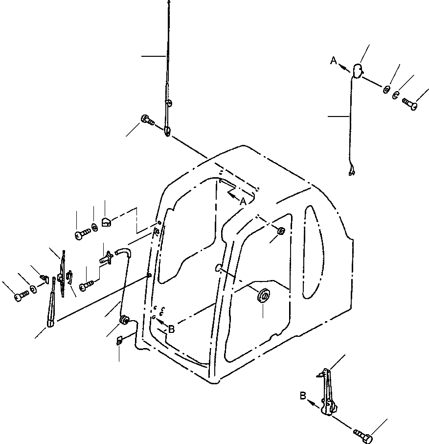 Схема запчастей Komatsu PC300LC-6LE - FIG. K-A OPERATOR КАБИНА - ОКНА ДВОРНИКИ, АНТЕННА, И DOME ОСВЕЩЕНИЕ КАБИНА ОПЕРАТОРА И СИСТЕМА УПРАВЛЕНИЯ