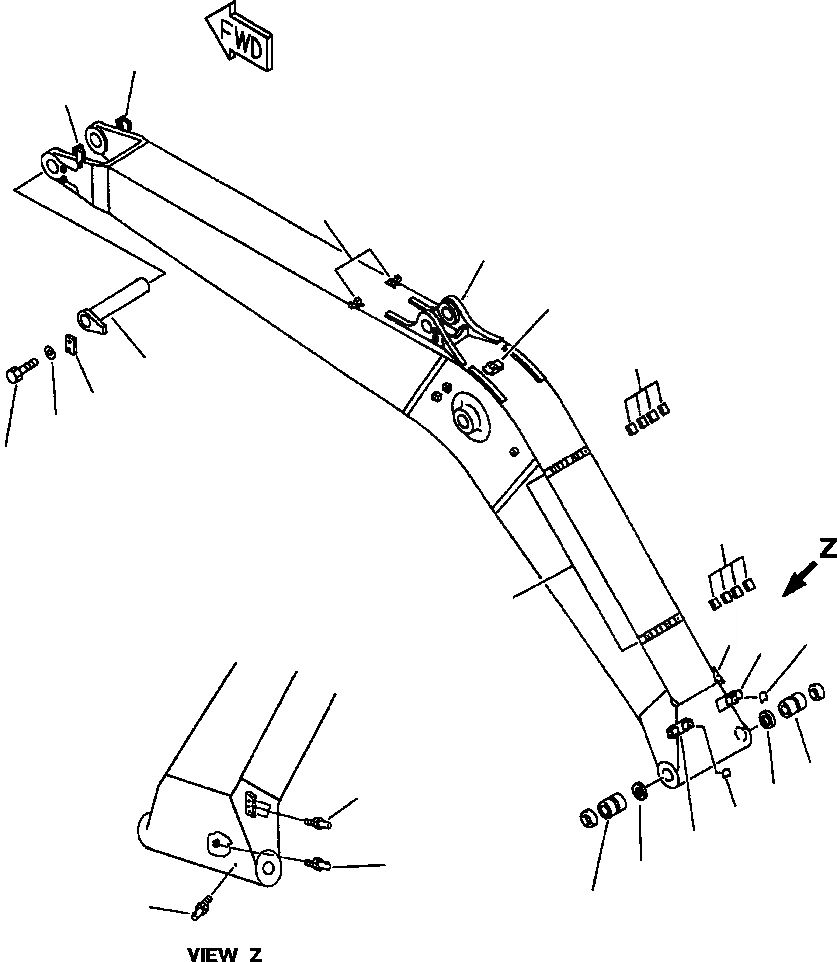 Схема запчастей Komatsu PC300LC-6LE - FIG. T-A СТРЕЛА - СТРЕЛА И ВЕРХН. ПАЛЕЦ РАБОЧЕЕ ОБОРУДОВАНИЕ