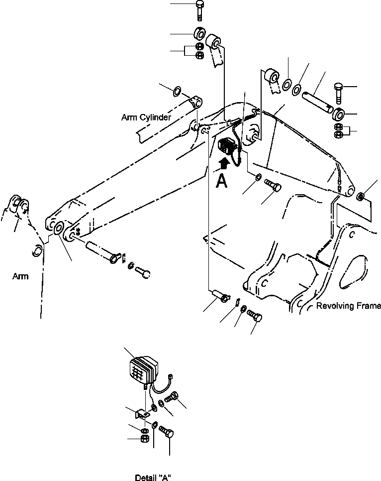 Схема запчастей Komatsu PC300LC-6LE - FIG. T-A СТРЕЛА - ПАЛЕЦ ЦИЛИНДРА ЛАМПА РАБОЧ. ОСВЕЩЕНИЯ РАБОЧЕЕ ОБОРУДОВАНИЕ