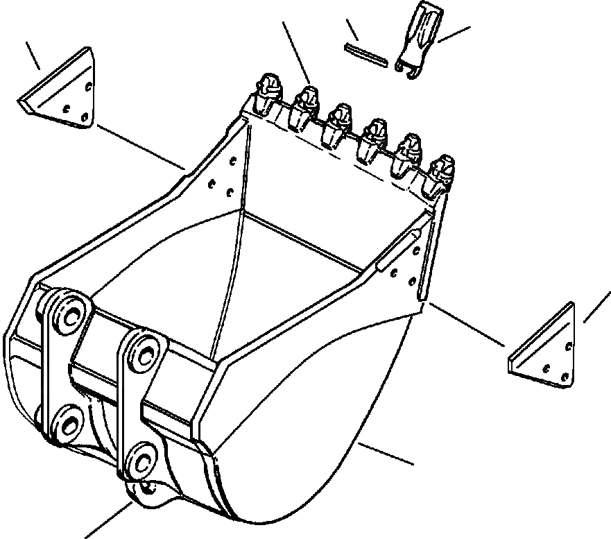 Схема запчастей Komatsu PC300LC-6LE - FIG. T-A КОВШ W/SUPER V TEETH - HDP - . CU.YD. - 8 IN. ШИР. РАБОЧЕЕ ОБОРУДОВАНИЕ