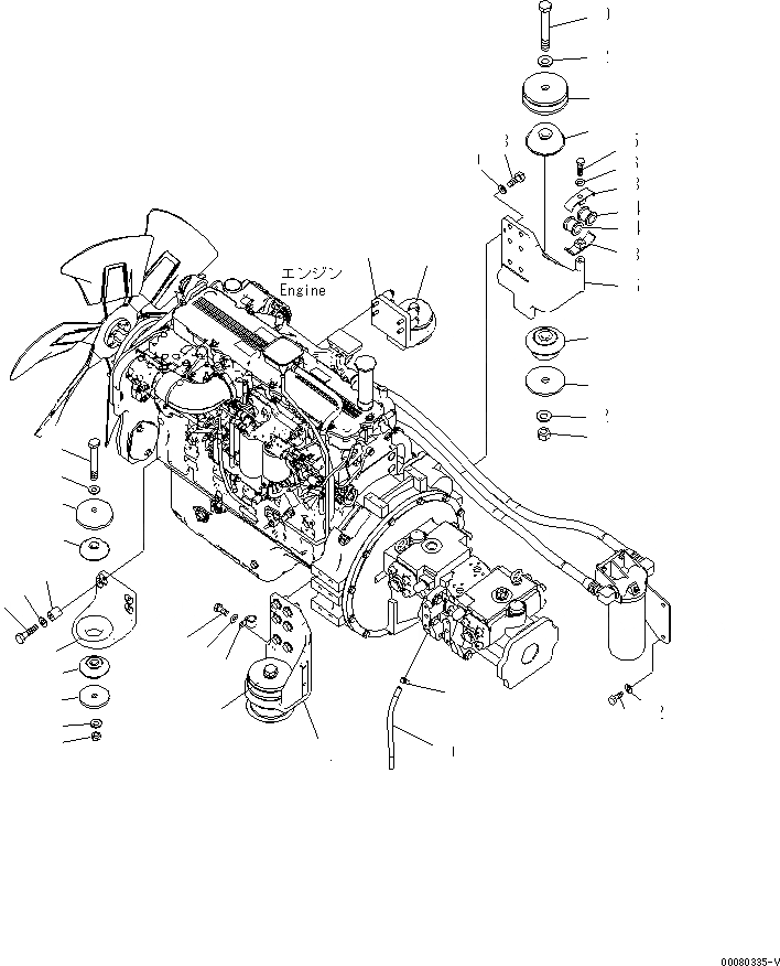 Схема запчастей Komatsu PC300HD-7E0 - КРЕПЛЕНИЕ ДВИГАТЕЛЯ КОМПОНЕНТЫ ДВИГАТЕЛЯ