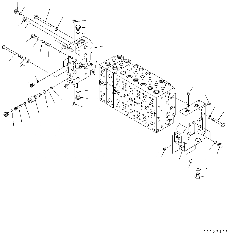 Схема запчастей Komatsu PC300HD-7E0 - ОСНОВН. КЛАПАН ( АКТУАТОР) (END КРЫШКИ) ГИДРАВЛИКА