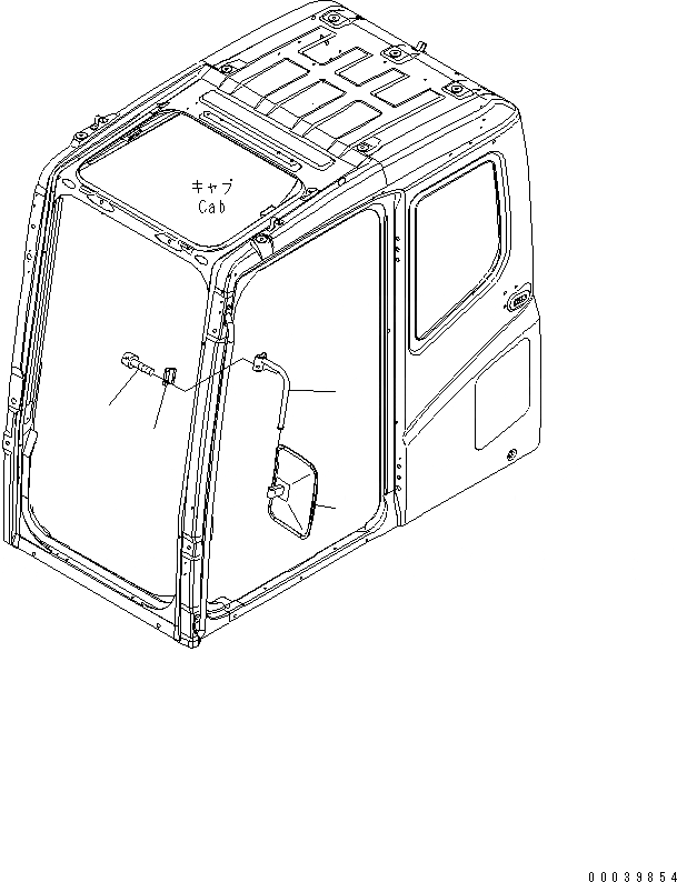 Схема запчастей Komatsu PC300HD-7E0 - ЗЕРКАЛА ЗАДН. ВИДА(ЛЕВ.) (ОДИНОЧН.) ЧАСТИ КОРПУСА