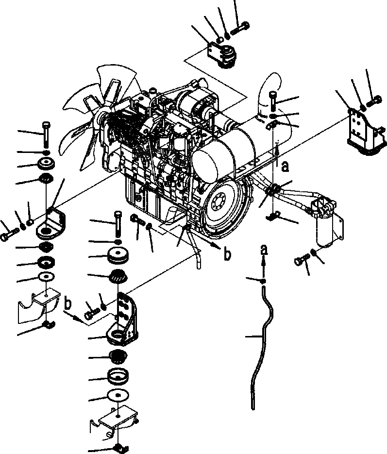Схема запчастей Komatsu PC300HD-7L - B-A КРЕПЛЕНИЕ ДВИГАТЕЛЯ КОМПОНЕНТЫ ДВИГАТЕЛЯ
