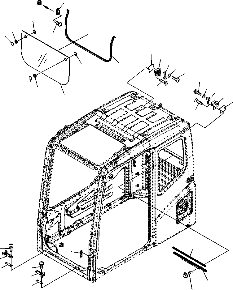 Схема запчастей Komatsu PC300HD-7L - K-A КАБИНА ПЕРЕДН. НИЖН. ОКНА заводской номер A8-A87 OPERATOR ОБСТАНОВКА И СИСТЕМА УПРАВЛЕНИЯ