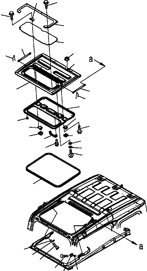 Схема запчастей Komatsu PC300HD-7L - K-A КАБИНА ОКНО В КРЫШЕ заводской номер A88- OPERATOR ОБСТАНОВКА И СИСТЕМА УПРАВЛЕНИЯ