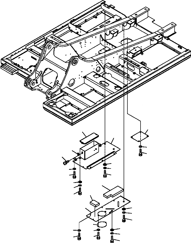 Схема запчастей Komatsu PC300HD-7L - M8-AA НИЖН. КРЫШКА ОСНОВНАЯ РАМА ЧАСТИ КОРПУСА