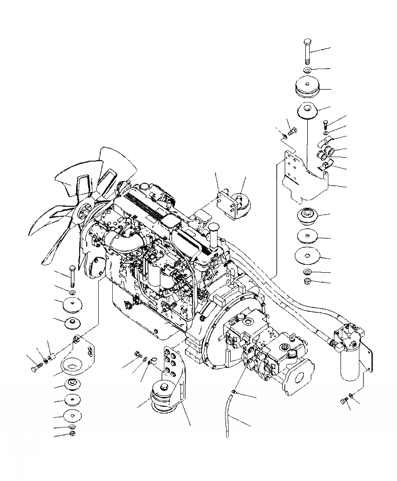 Схема запчастей Komatsu PC300HD-8 - B-A КРЕПЛЕНИЕ ДВИГАТЕЛЯ КОМПОНЕНТЫ ДВИГАТЕЛЯ