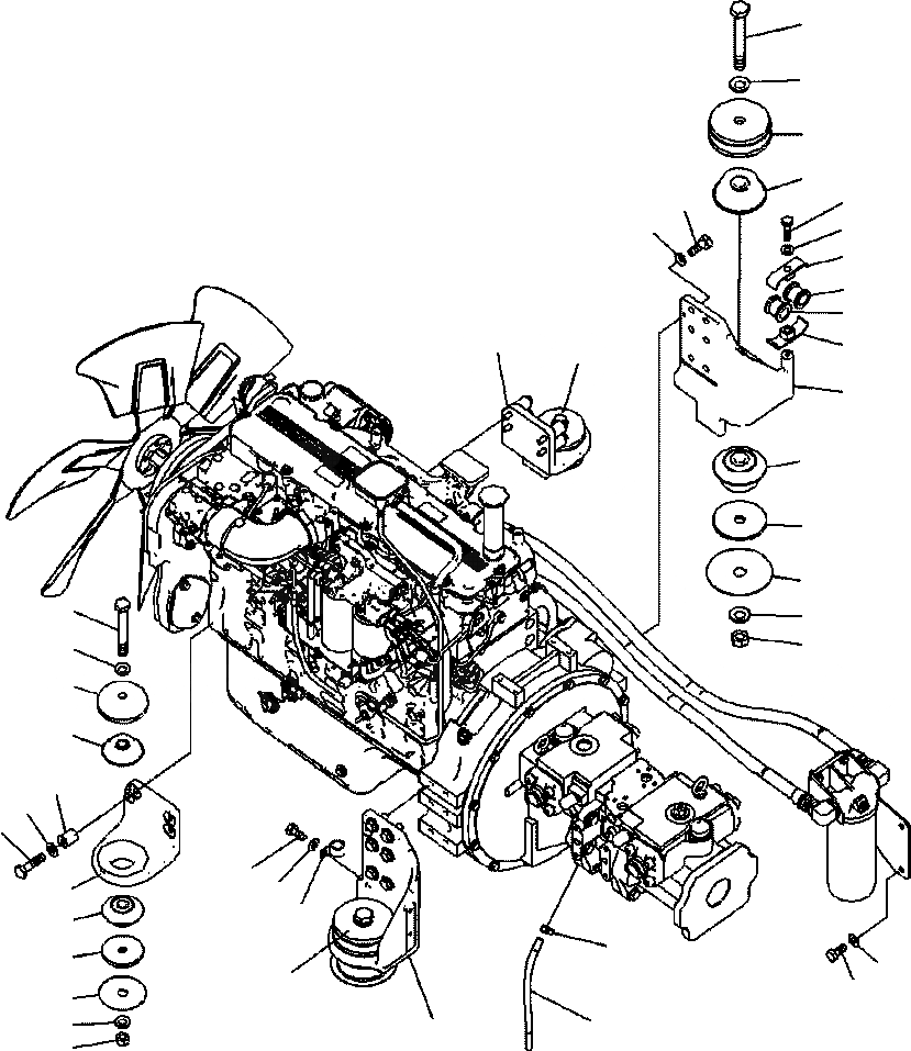 Схема запчастей Komatsu PC300LC-8 - B-A КРЕПЛЕНИЕ ДВИГАТЕЛЯ КОМПОНЕНТЫ ДВИГАТЕЛЯ