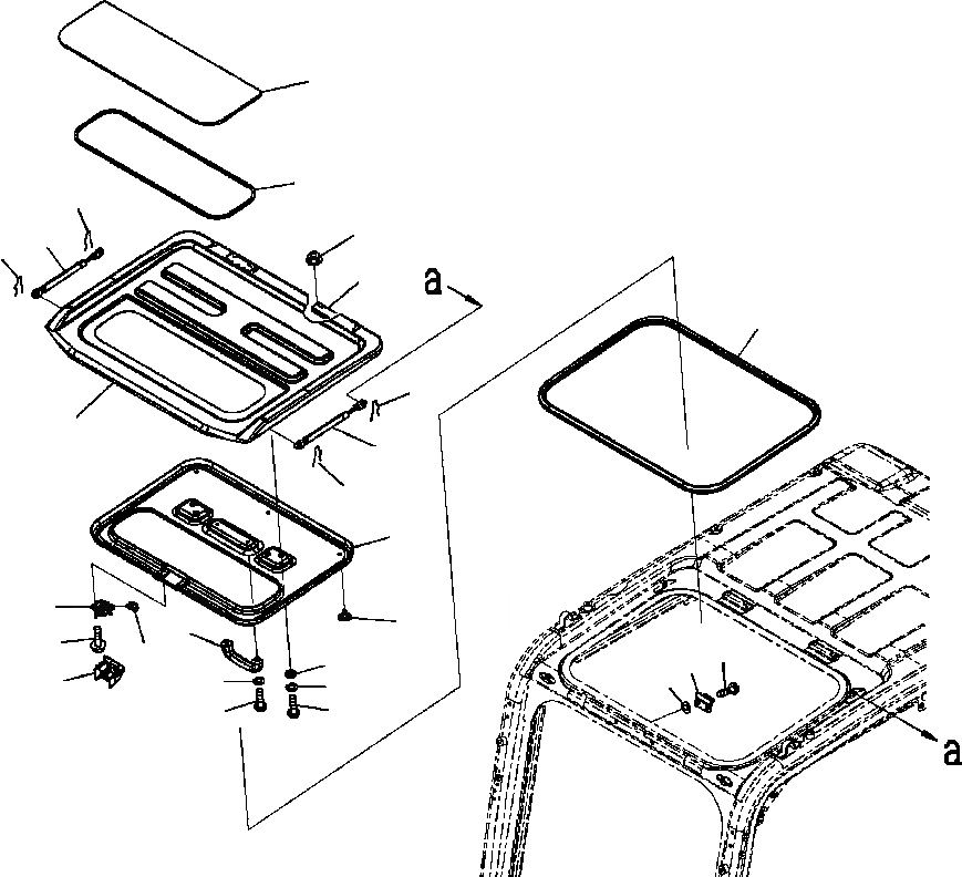Схема запчастей Komatsu PC300LC-8 - K-A КАБИНА ОКНО В КРЫШЕ АНТИВАНДАЛЬН. OPERATOR\XD S ОБСТАНОВКА И СИСТЕМА УПРАВЛЕНИЯ