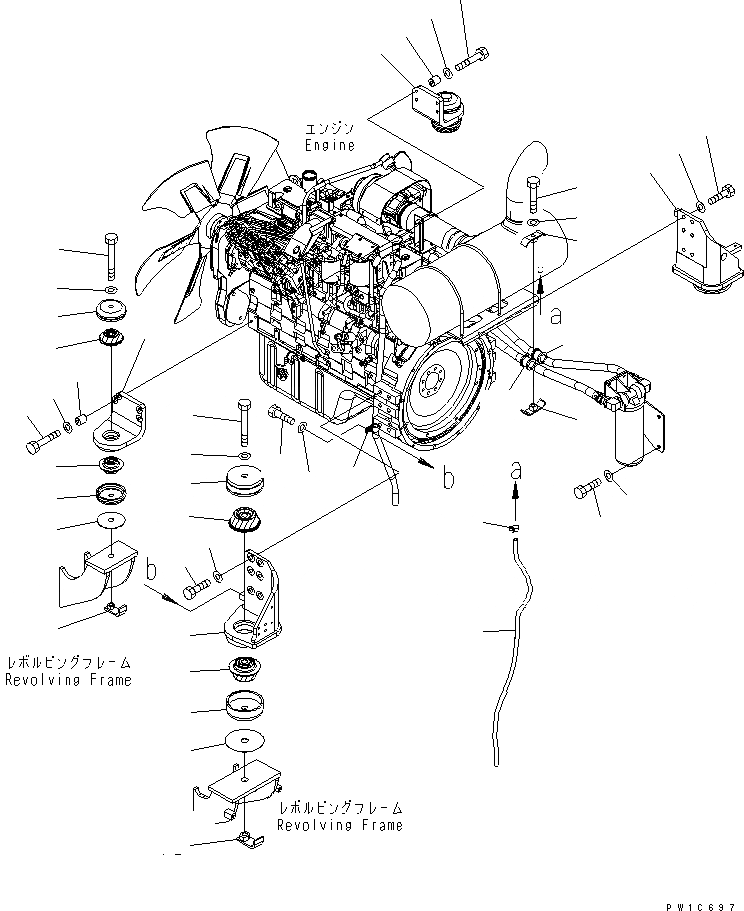 Схема запчастей Komatsu PC300LL-7L - КРЕПЛЕНИЕ ДВИГАТЕЛЯ КОМПОНЕНТЫ ДВИГАТЕЛЯ