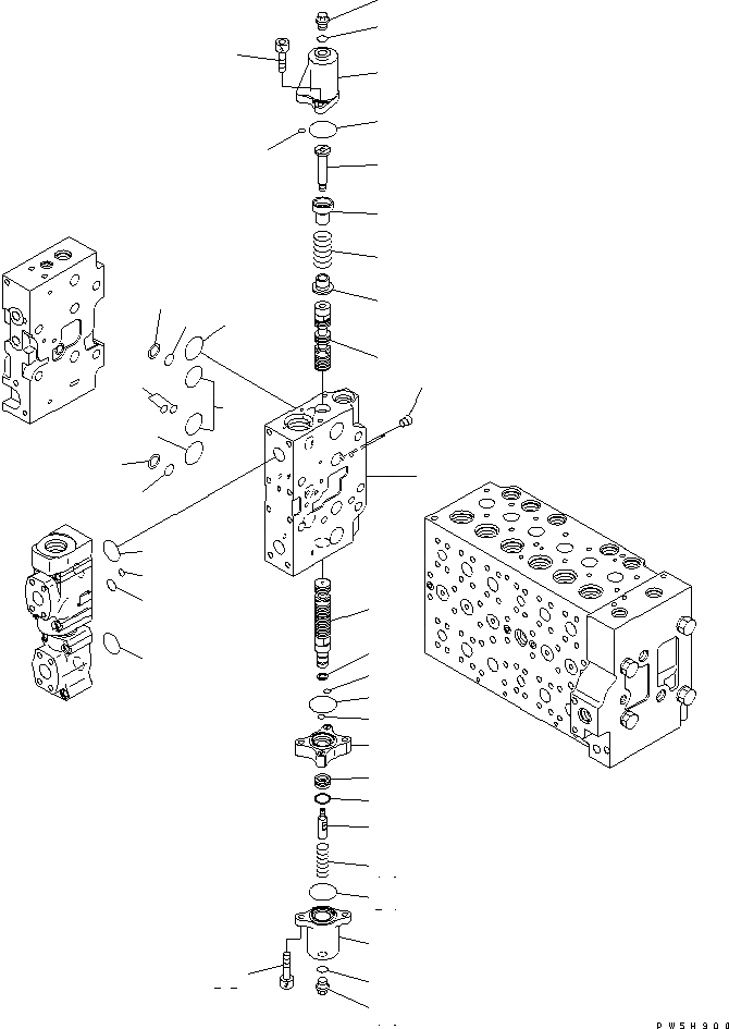 Схема запчастей Komatsu PC300LL-7L - ОСНОВН. КЛАПАН (С АКТУАТОР) (СЕКЦ.) ГИДРАВЛИКА