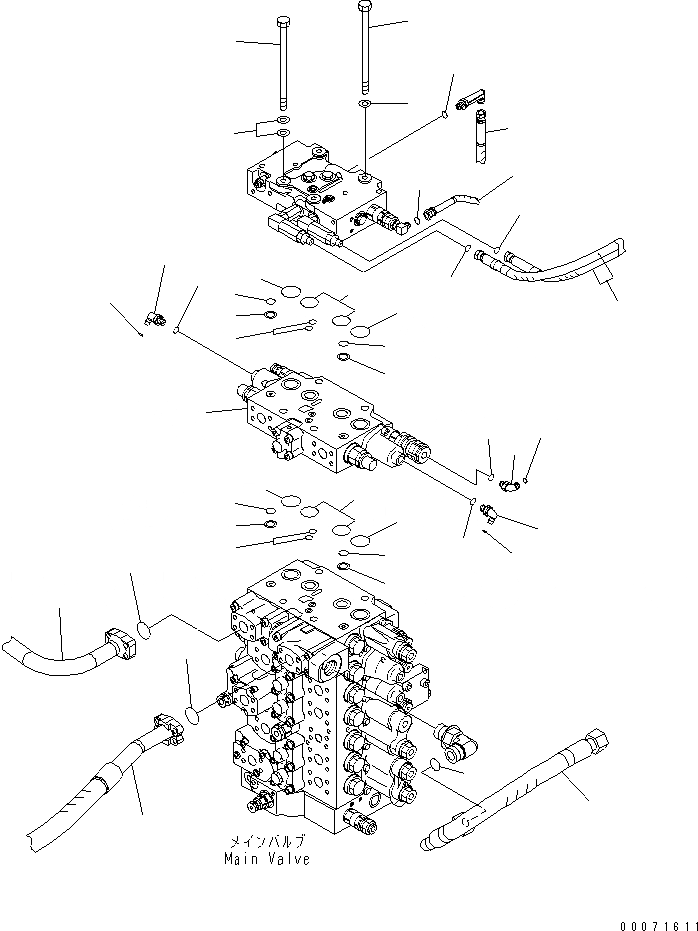 Схема запчастей Komatsu PC300LL-7L - ОСНОВН. КЛАПАН (СОЕДИНИТЕЛЬН. ЧАСТИ) (С АКТУАТОР) (/) ГИДРАВЛИКА