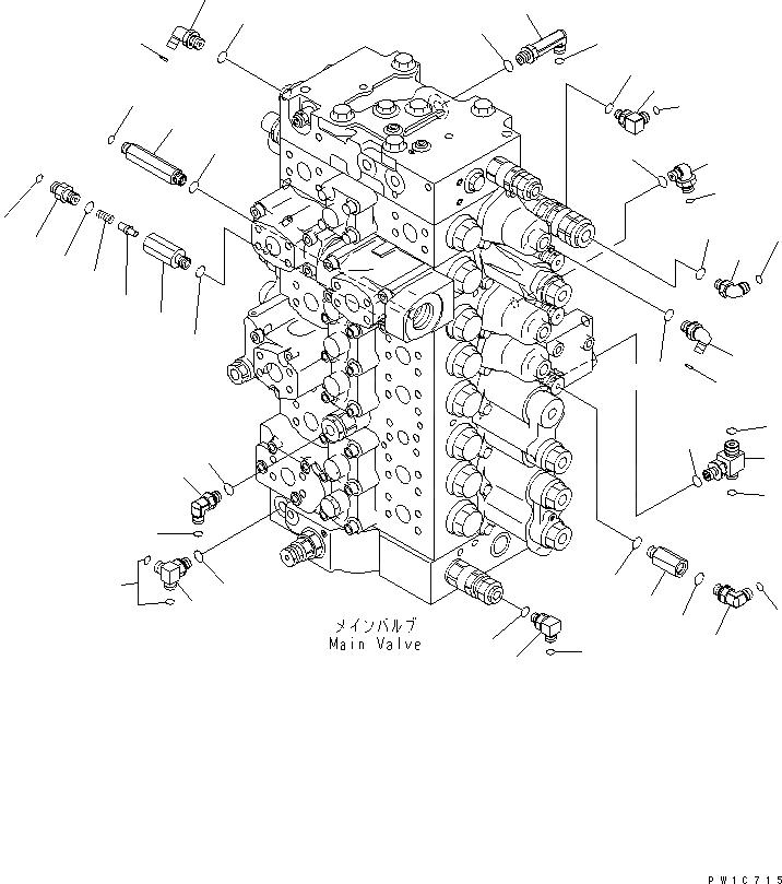 Схема запчастей Komatsu PC300LL-7L - ОСНОВН. КЛАПАН (СОЕДИНИТЕЛЬН. ЧАСТИ) (С АКТУАТОР) (/) ГИДРАВЛИКА