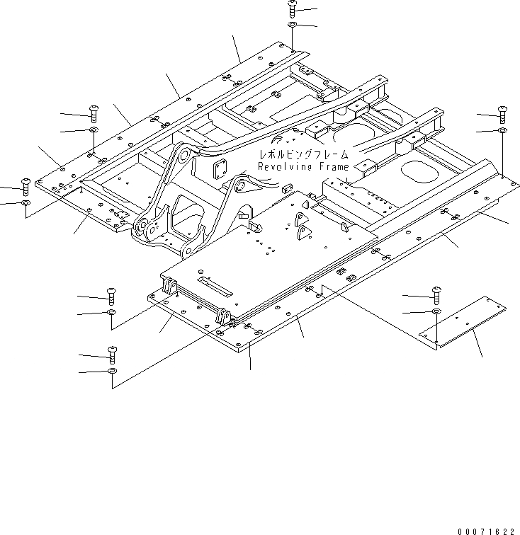 Схема запчастей Komatsu PC300LL-7L - ОСНОВНАЯ РАМА (WALKWAY NON-SKID ПЛАСТИНЫ) ОСНОВНАЯ РАМА И ЕЕ ЧАСТИ