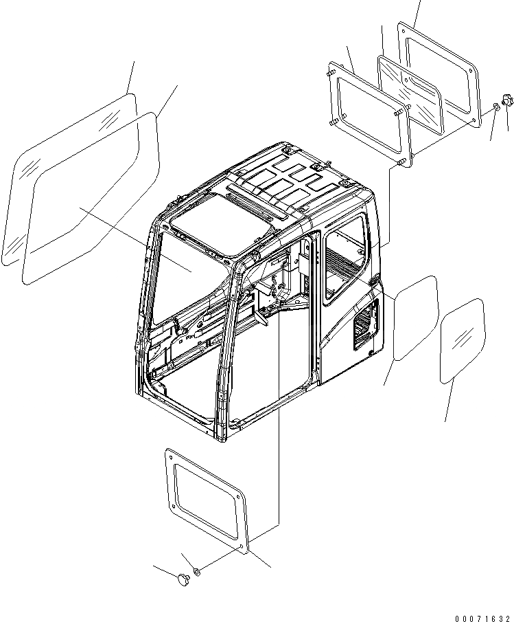 Схема запчастей Komatsu PC300LL-7L - КАБИНА (ПРАВ. ОКНА¤ ЛЕВ. ОКНА И ЗАДН. ЭКСТРЕНН. EXIT ОКНА) КАБИНА ОПЕРАТОРА И СИСТЕМА УПРАВЛЕНИЯ