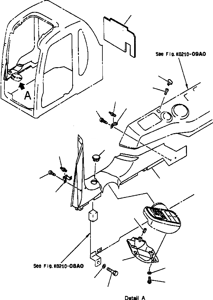 Схема запчастей Komatsu PC300LC-6LC - FIG. K-A OPERATOR КАБИНА - КРЫШКА ПАНЕЛИ С МОНИТОРОМ (С ОБОГРЕВ-ЛЕМ) КАБИНА ОПЕРАТОРА И СИСТЕМА УПРАВЛЕНИЯ