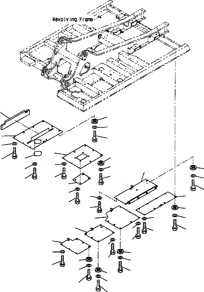 Схема запчастей Komatsu PC300LC-6LC - FIG. M8-A НИЖН. КРЫШКА - ОСНОВНАЯ РАМА - УСИЛ. ЧАСТИ КОРПУСА