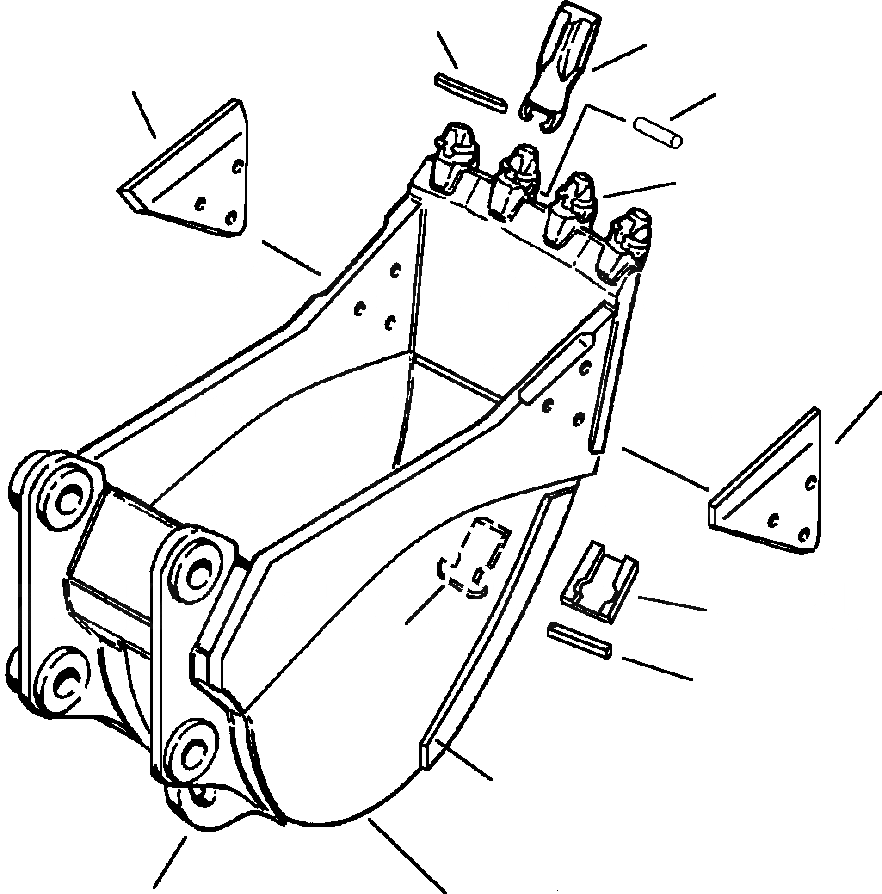 Схема запчастей Komatsu PC300LC-6LC - FIG. T-A КОВШ С VERTIБЛОКИР. TEETH, HDC - .8 CU.YD. (9 IN. ШИР.) РАБОЧЕЕ ОБОРУДОВАНИЕ