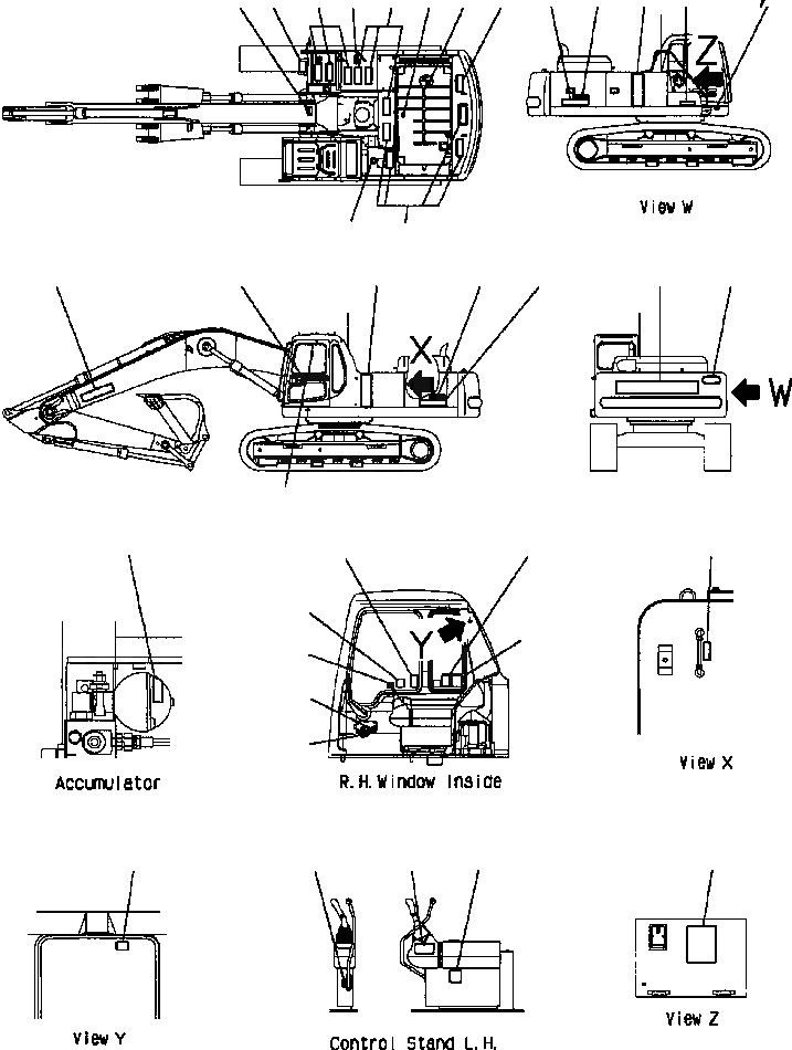 Схема запчастей Komatsu PC300LC-6LC - FIG. U-A ТАБЛИЧКИS, MARKS, И ПЛАСТИНЫ - УСИЛ. MACHINE МАРКИРОВКА