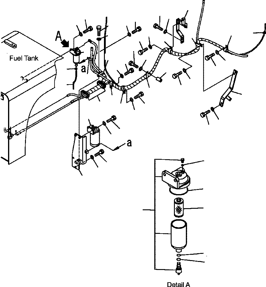 Схема запчастей Komatsu PC300LC-7L - D-C ТОПЛИВНАЯ ЛИНИЯ С ТОПЛИВН. ПРЕФИЛЬТРОМ И ВОДООТДЕЛИТЕЛЕМ заводской номер A88- ТОПЛИВН. БАК. AND КОМПОНЕНТЫ