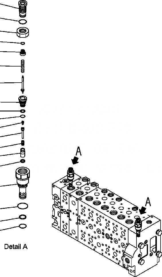 Схема запчастей Komatsu PC300LC-7L - H-A ОСНОВН. КЛАПАН АКТУАТОР - РАЗГРУЗ. КЛАПАН ASSEMBLY ГИДРАВЛИКА