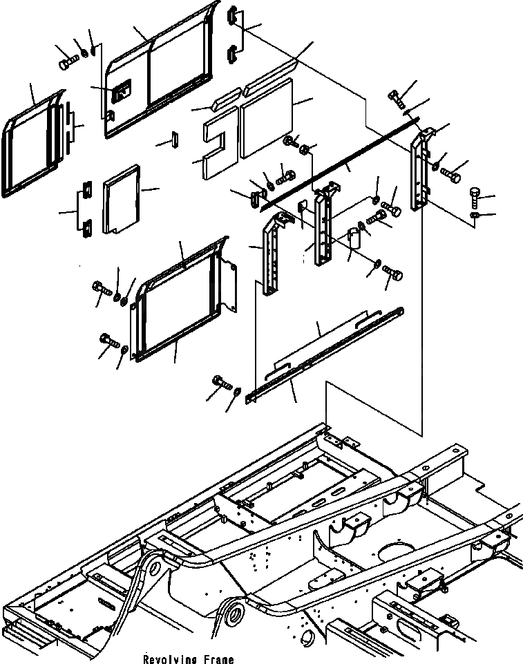 Схема запчастей Komatsu PC300LC-7L - M-A ПРАВ. ДВЕРЬ КАБИНА ЧАСТИ КОРПУСА